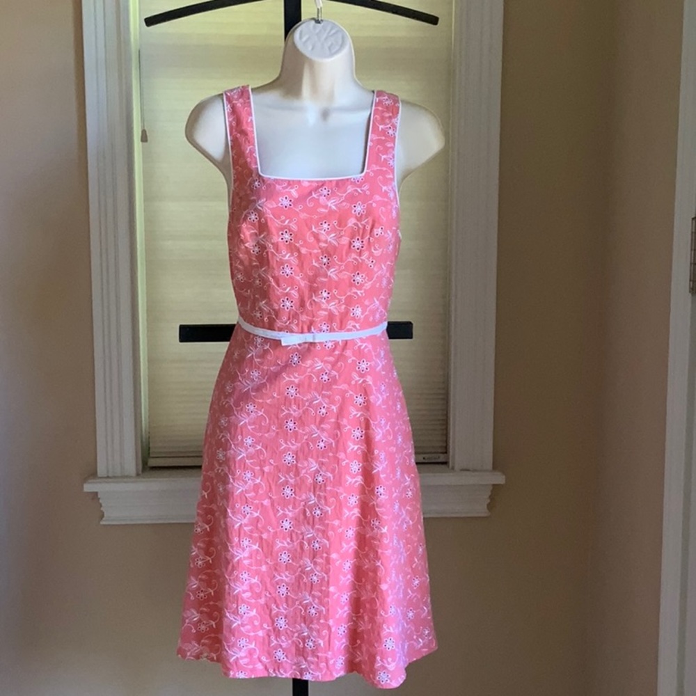 Lovely Coral & White Embroidered Eyelet Sundress